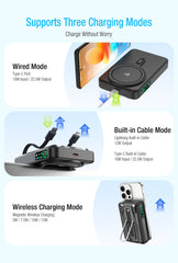 LP002FX Magnetic Power Bank with Dual Built in Cables and LEC Digital Display